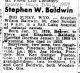 Stephen W. Baldwin obituary
